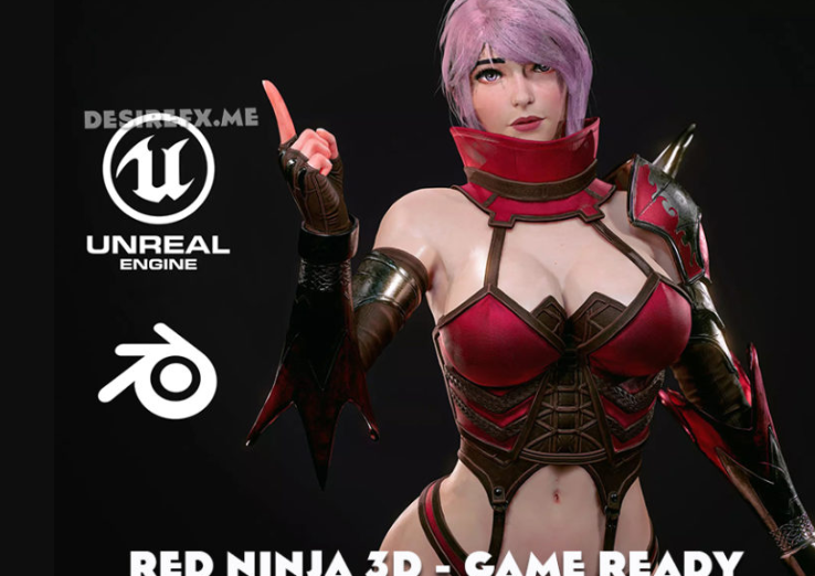 Red Ninja 3D – Game Ready – 3D Model (Premium)