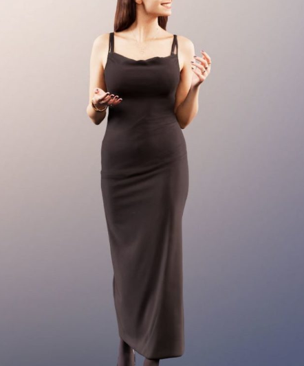 Woman In Evening Gown Talking And Gesturing 3D Model (Premium)