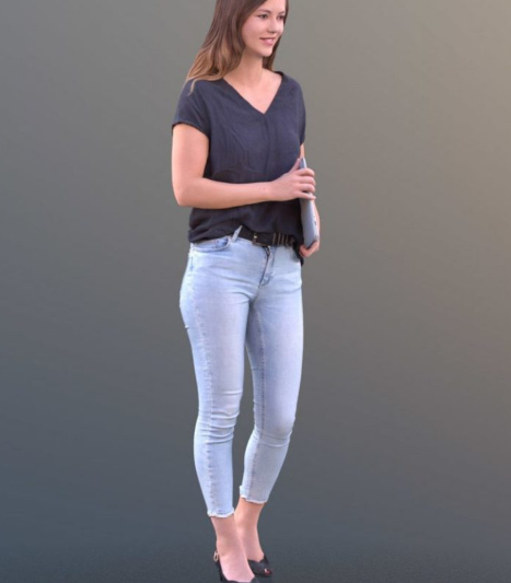 Woman Standing With Laptop low-poly 3d model  (Premium)