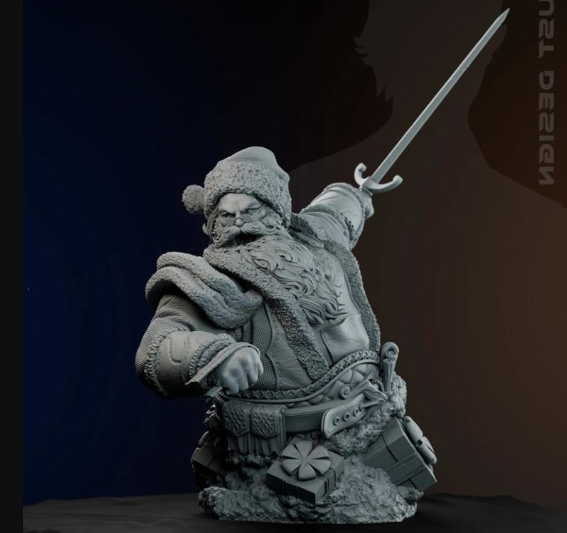 ZEZ Studio – Santa Claus Bust – 3D Print Model STL (Premium)