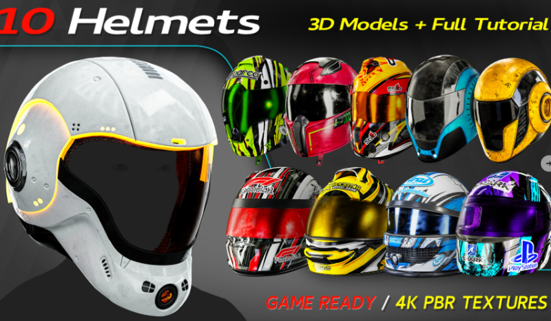 Artstation – 10 Helmets + Full Tutorial / 3D Models (Premium)