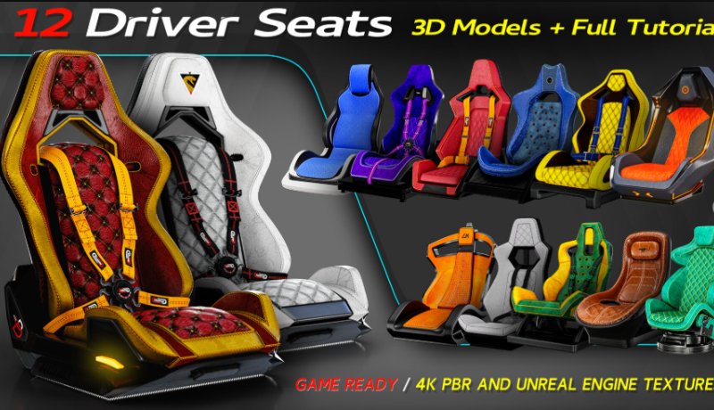 Artstation – 12 Driver Seats + Full Tutorial / 3D Models (Premium)